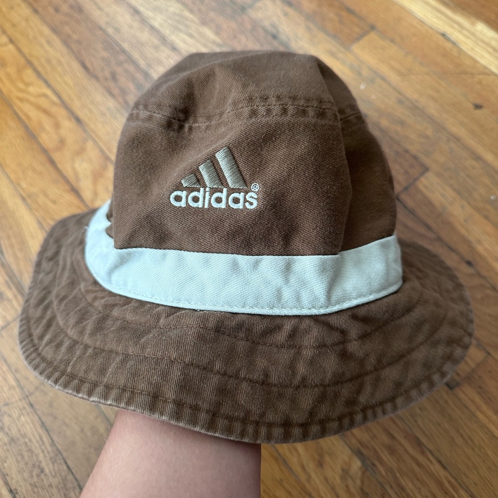 Vintage Brown & Beige Adidas Bucket Hat, Size S/M